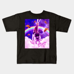 Cosmic Cat Riding Unicorn Pug Kids T-Shirt